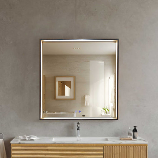 32" x 32" LED Bathroom Aluminum Frame Mirror | Anti-Fog | Dimmable