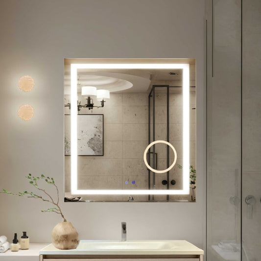 26"/30" LED Bathroom Rectangular Mirror | Anti-Fog | Dimmable | Magnifying