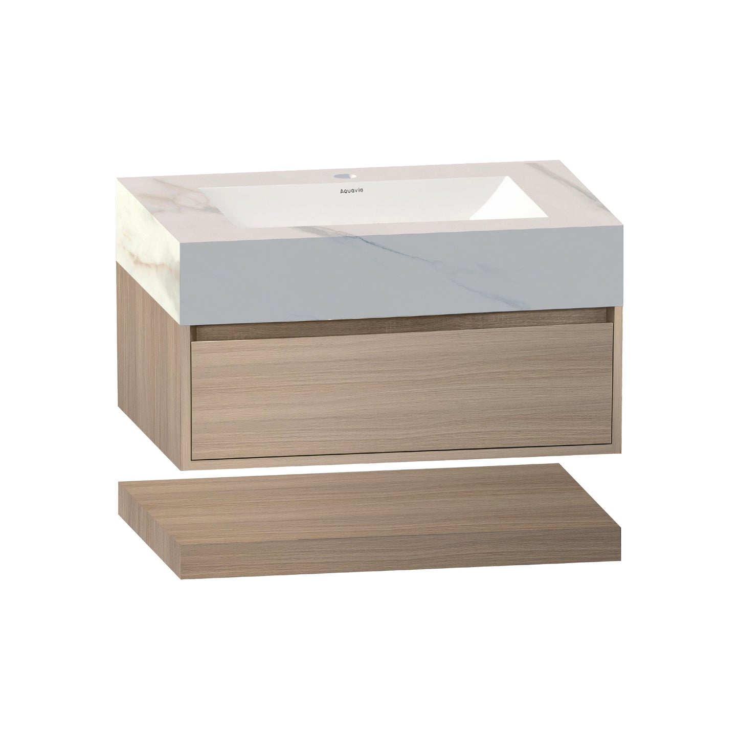 32'' Stone Top with Hotel-Style Floating Bathroom Vanity